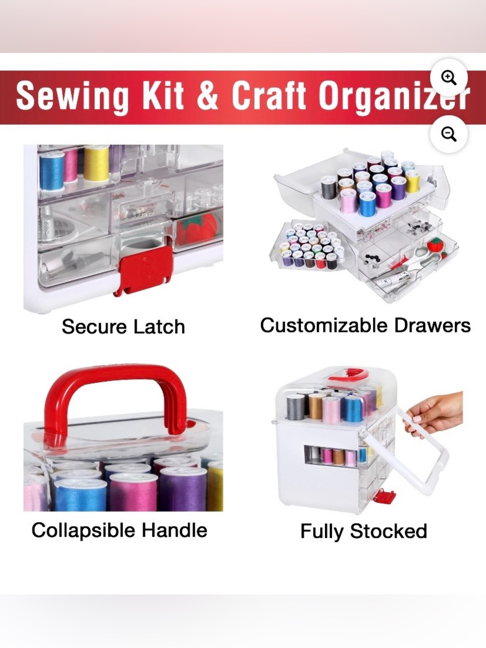 Singer Sew Essentials Plus , 224pcs Storage Organizer filled with notions- NWT - Picture 6 of 11